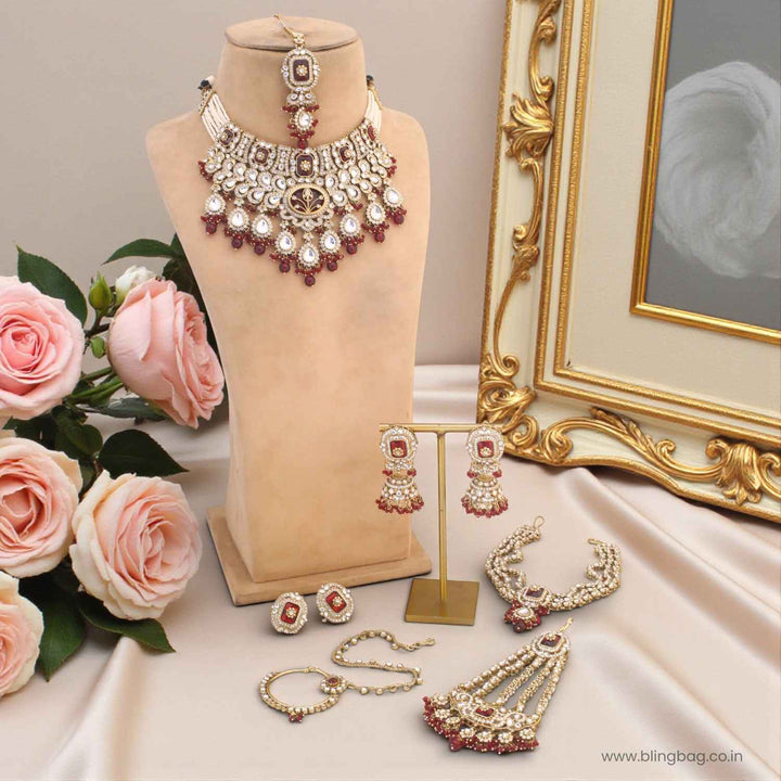 Maroon Parineeta Bridal Jewellery Set