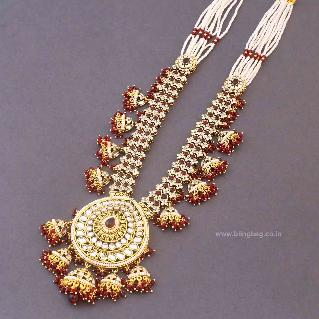 Maroon Ruvina Kundan Bridal Jewellery Set