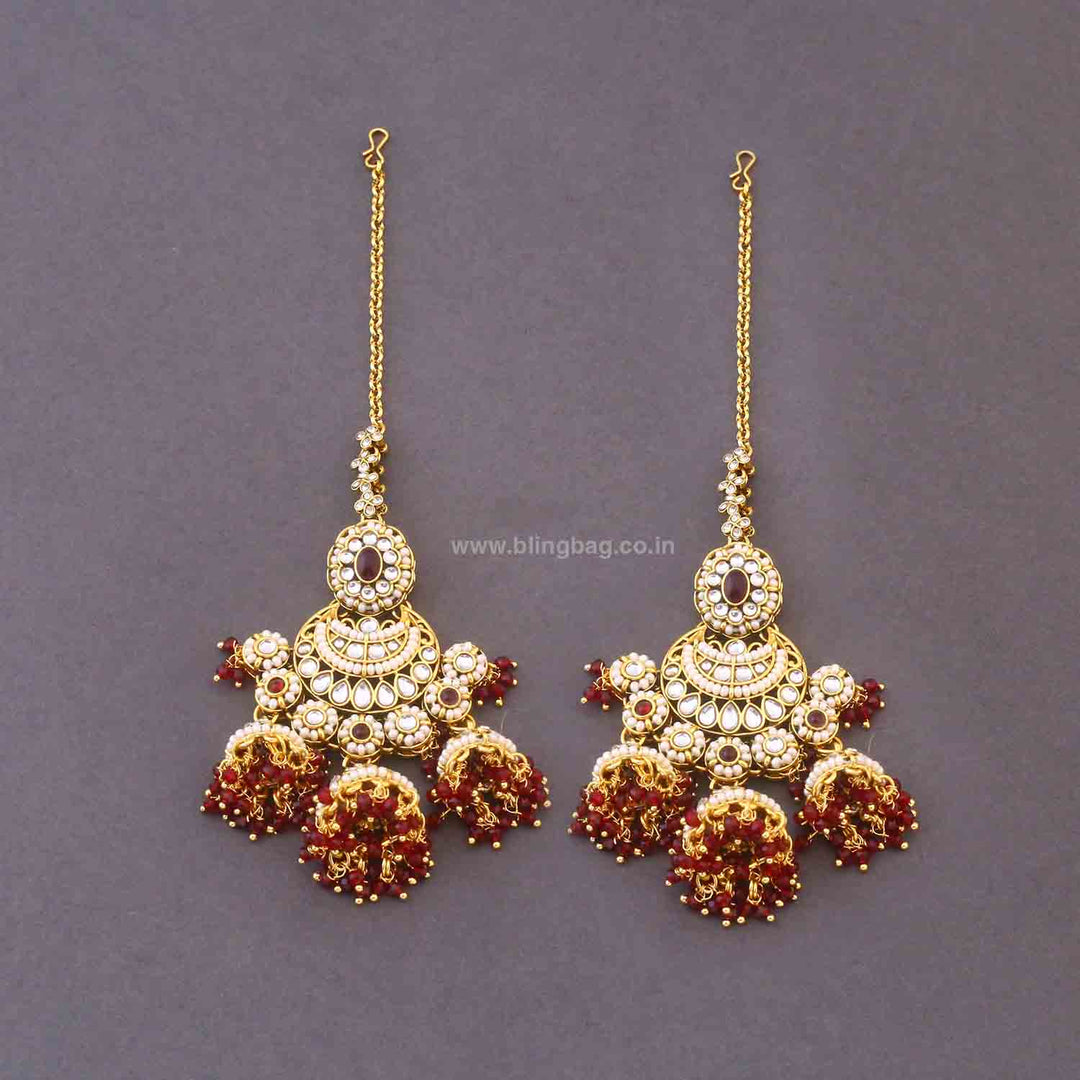 Maroon Ruvina Kundan Bridal Jewellery Set