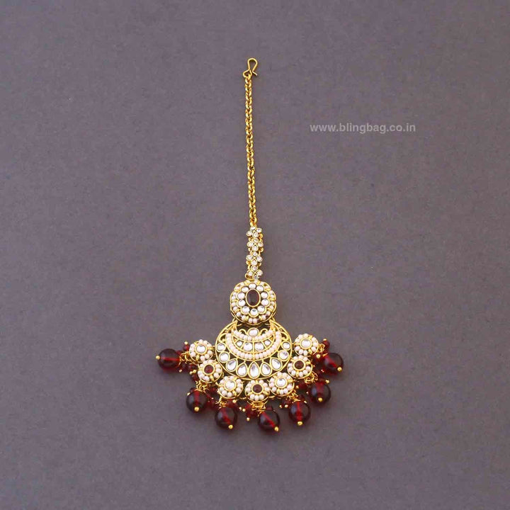 Maroon Ruvina Kundan Bridal Jewellery Set