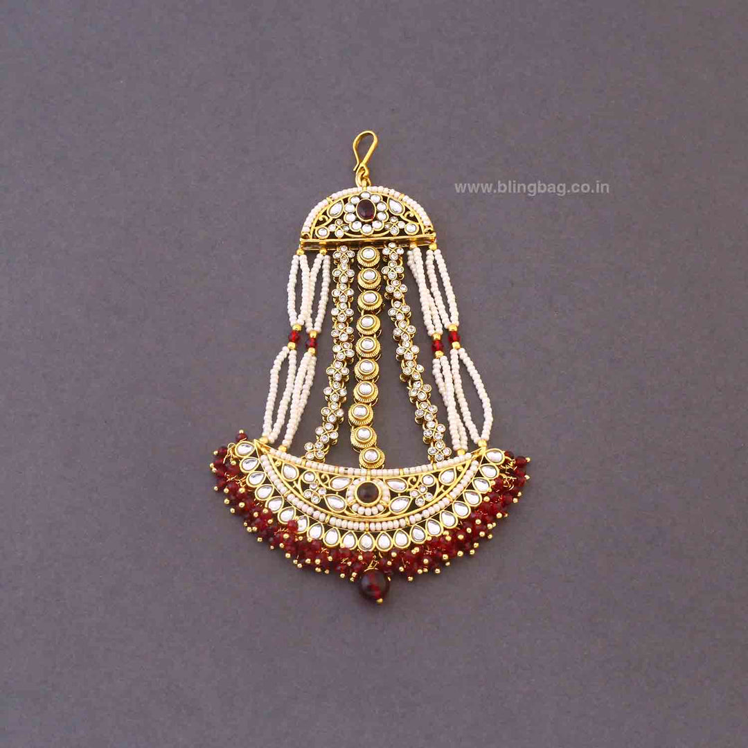 Maroon Ruvina Kundan Bridal Jewellery Set