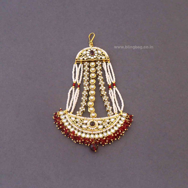 Maroon Ruvina Kundan Bridal Jewellery Set
