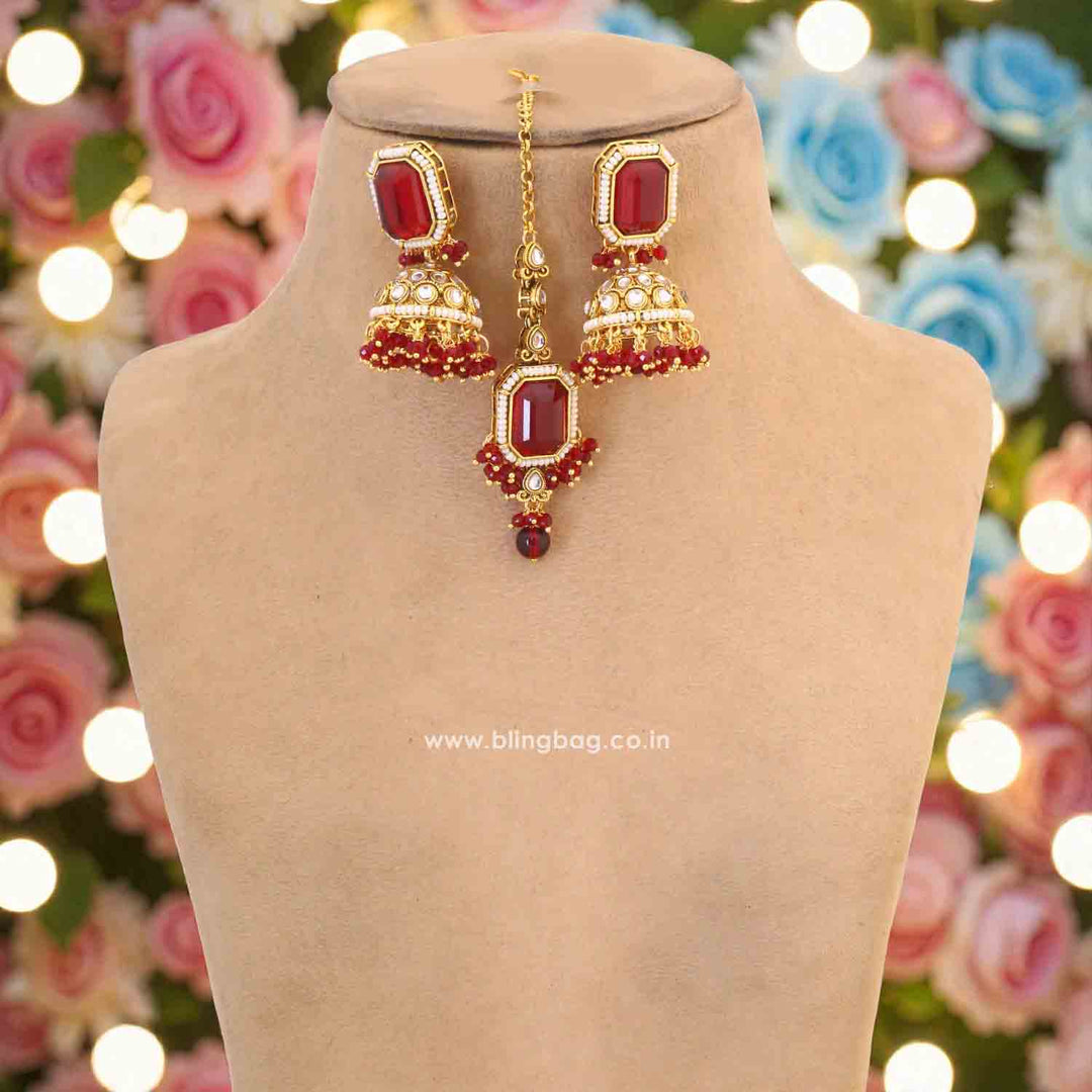 Maroon Shyamala Kundan Jewellery Set