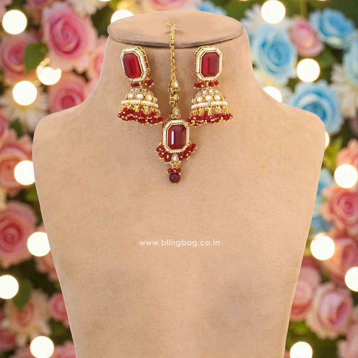 Maroon Shyamala Kundan Jewellery Set