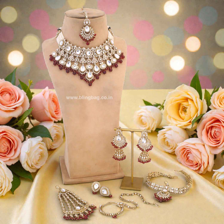 Maroon Sneha Bridal Jewellery Set