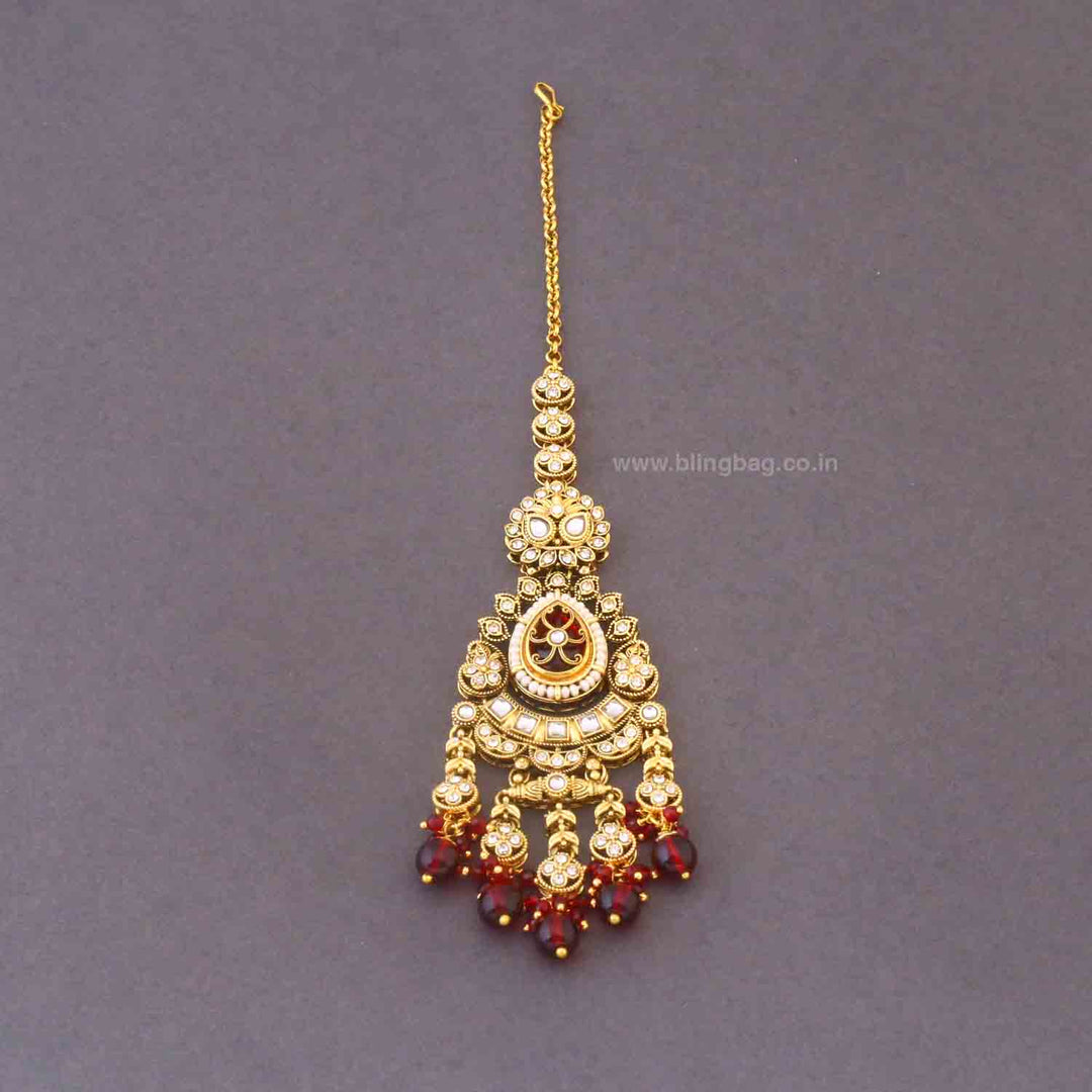 Maroon Yagna Kundan Bridal Jewellery Set