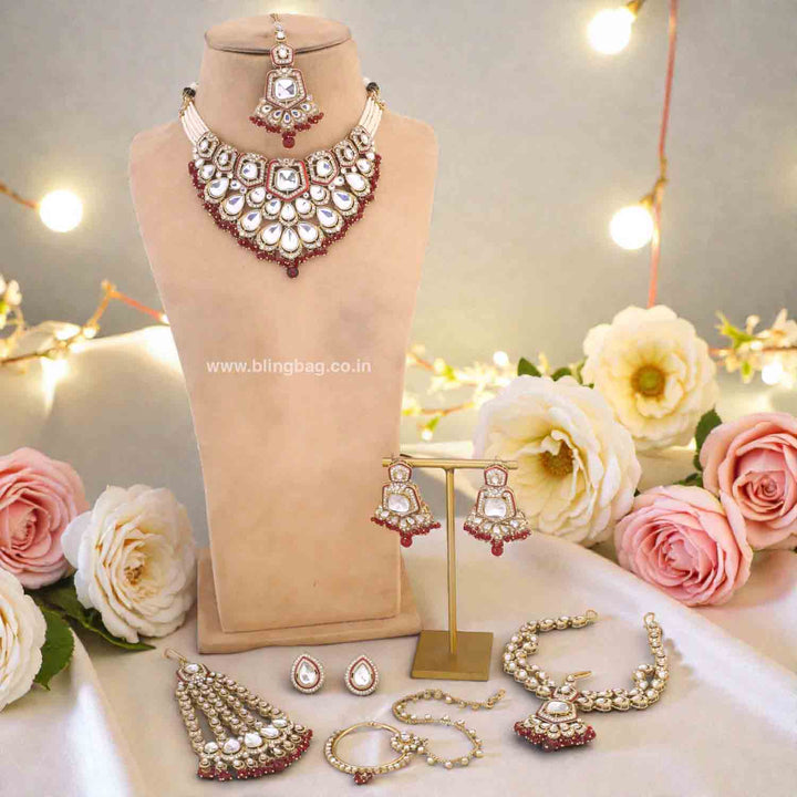 Maroon Yajna Bridal Jewellery Set
