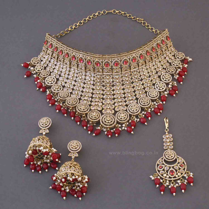 Maroon Zorina Victorian Jewellery Set - New Arrival