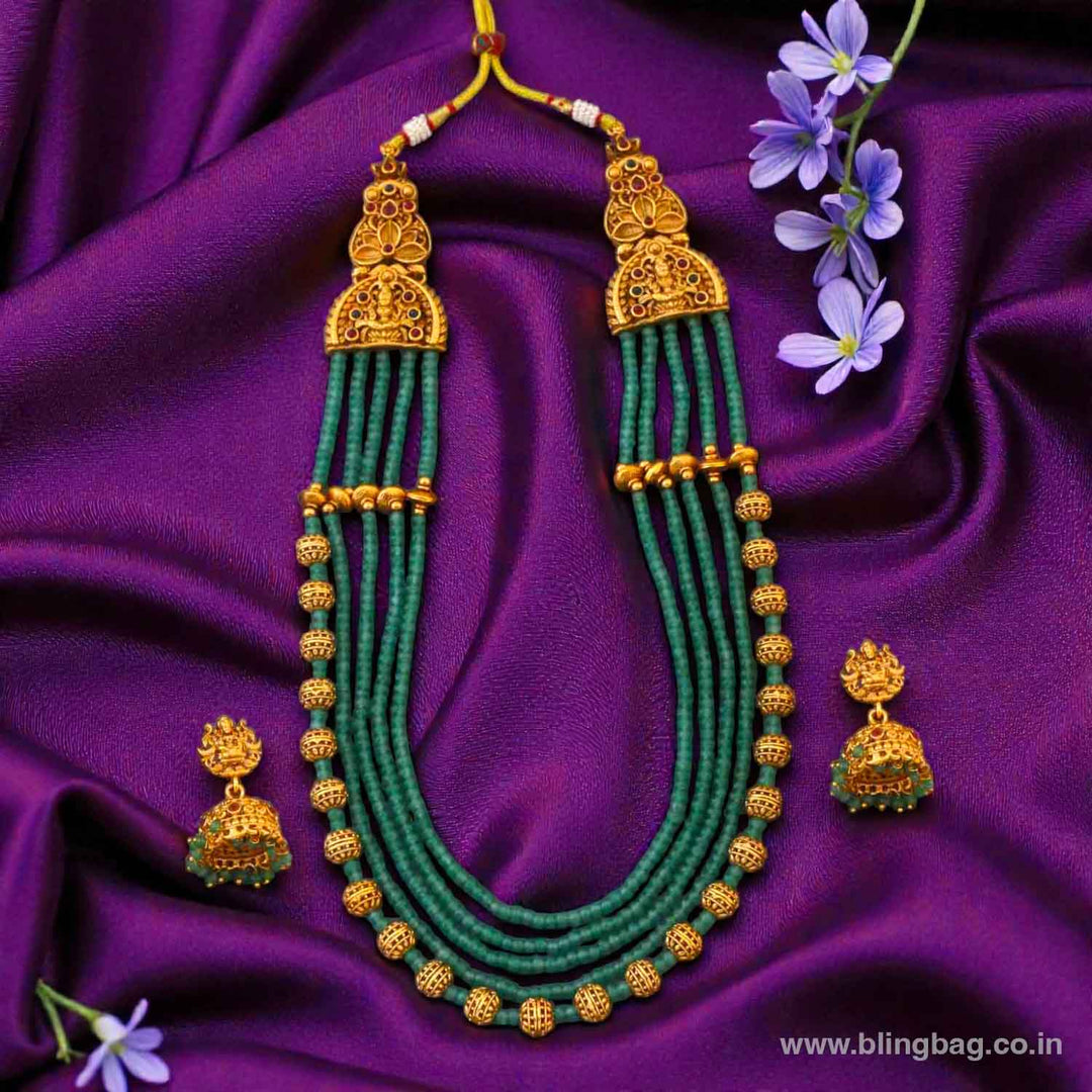 Mint Jogeshwari Temple Jewellery Set - New Arrival