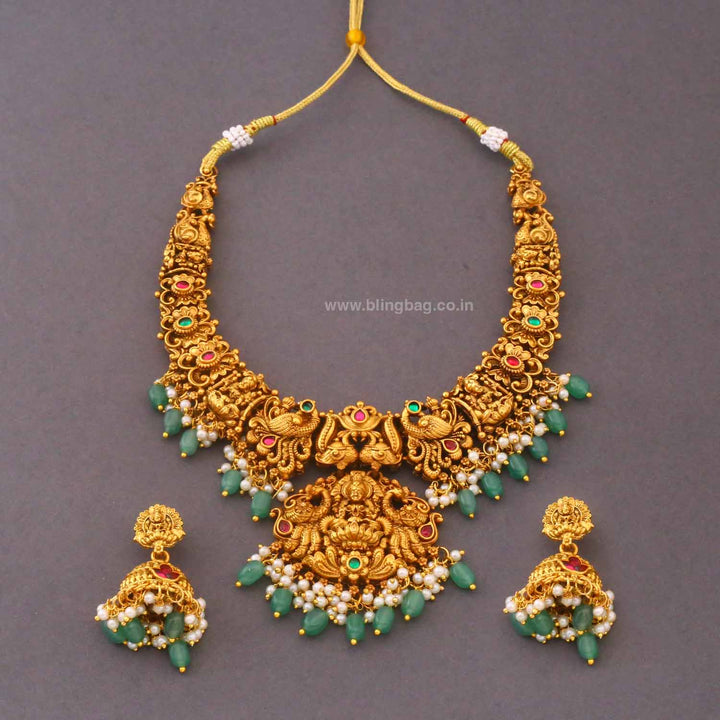 Mint Mrishyami Bridal Temple Jewellery Set- New Arrival