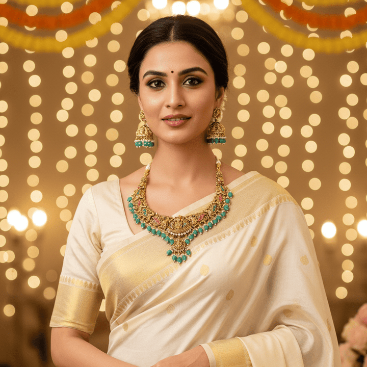 Mint Narayaniya Hasli Temple Jewellery Set - New Arrival