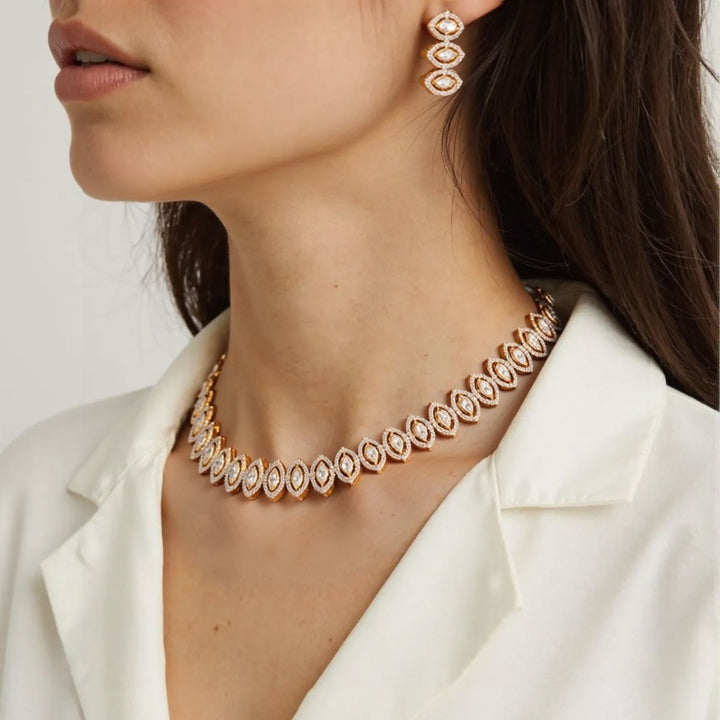 Golden Cecil Zirconia Jewellery Set