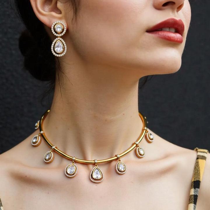 Golden Abiba Hasli Antique Jewellery Set- New Arrival