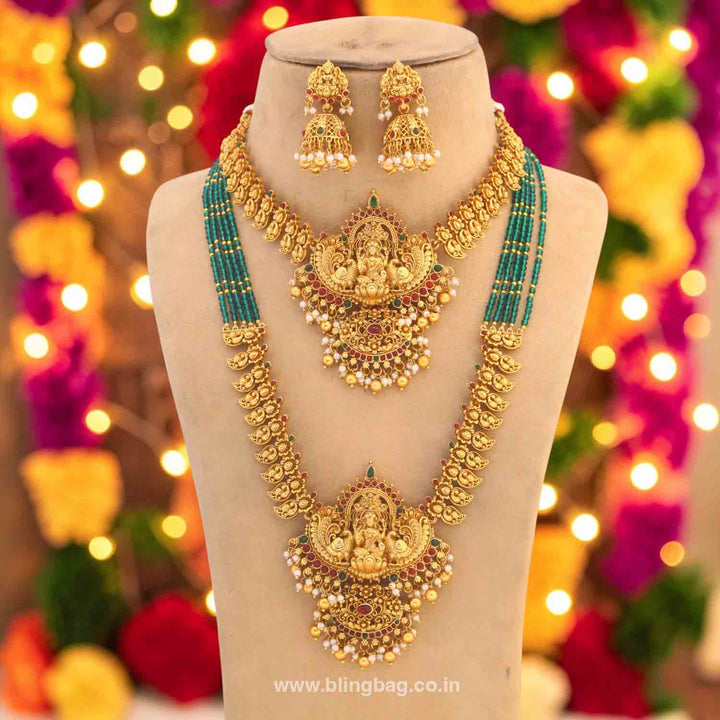 Multicolor Ambalikaa Bridal Temple Jewellery Set - New Arrival