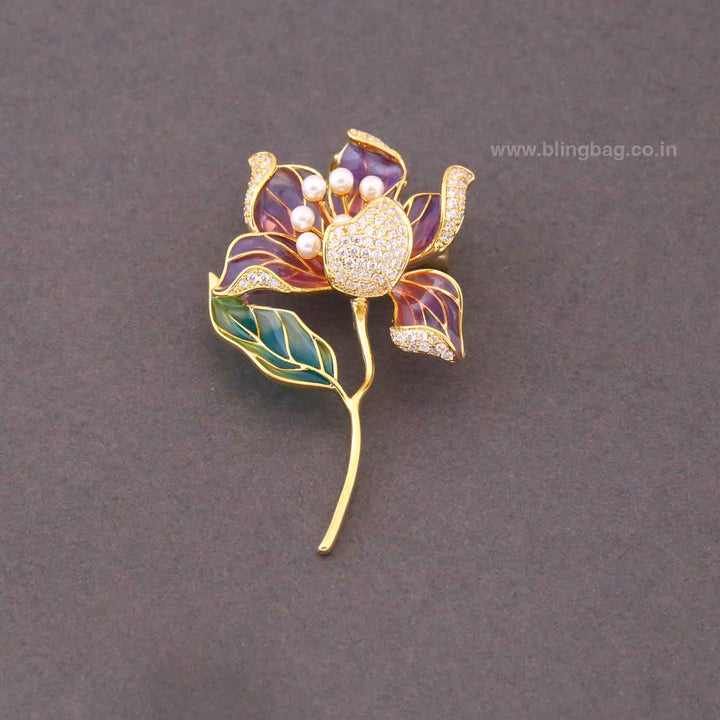 Multicolor Amethyst Orchid Brooch