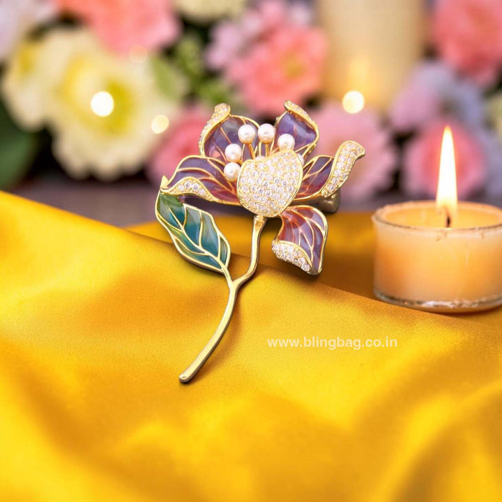 Multicolor Amethyst Orchid Brooch