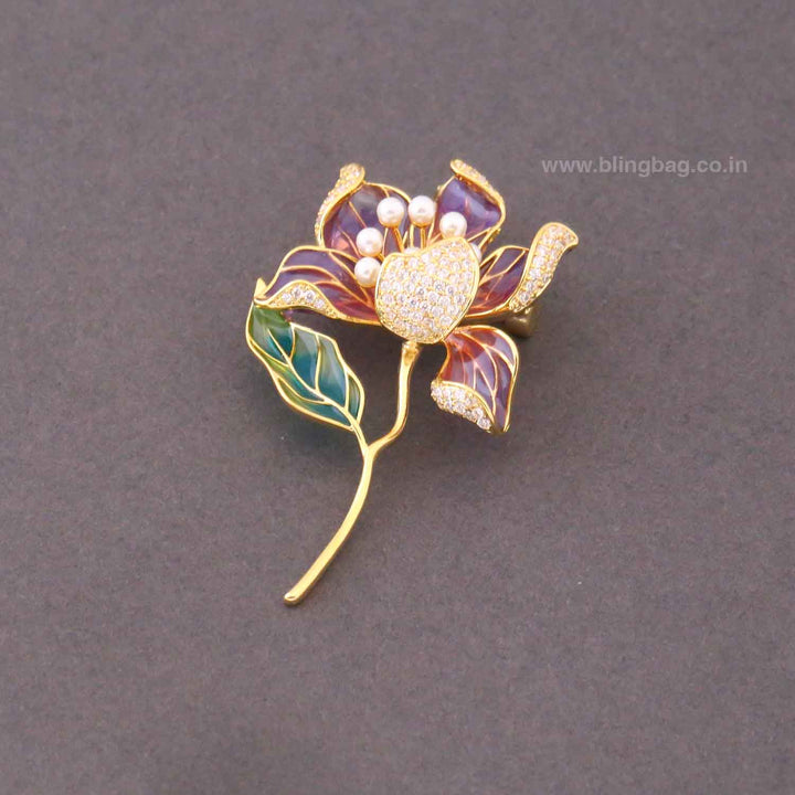 Multicolor Amethyst Orchid Brooch