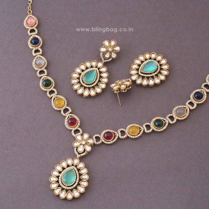 Multicolor Anshvi Kundan Jewellery Set