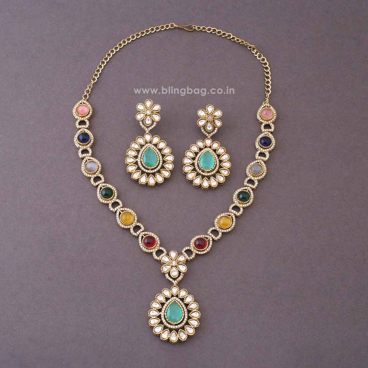 Multicolor Anshvi Kundan Jewellery Set