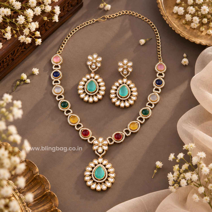 Multicolor Anshvi Kundan Jewellery Set