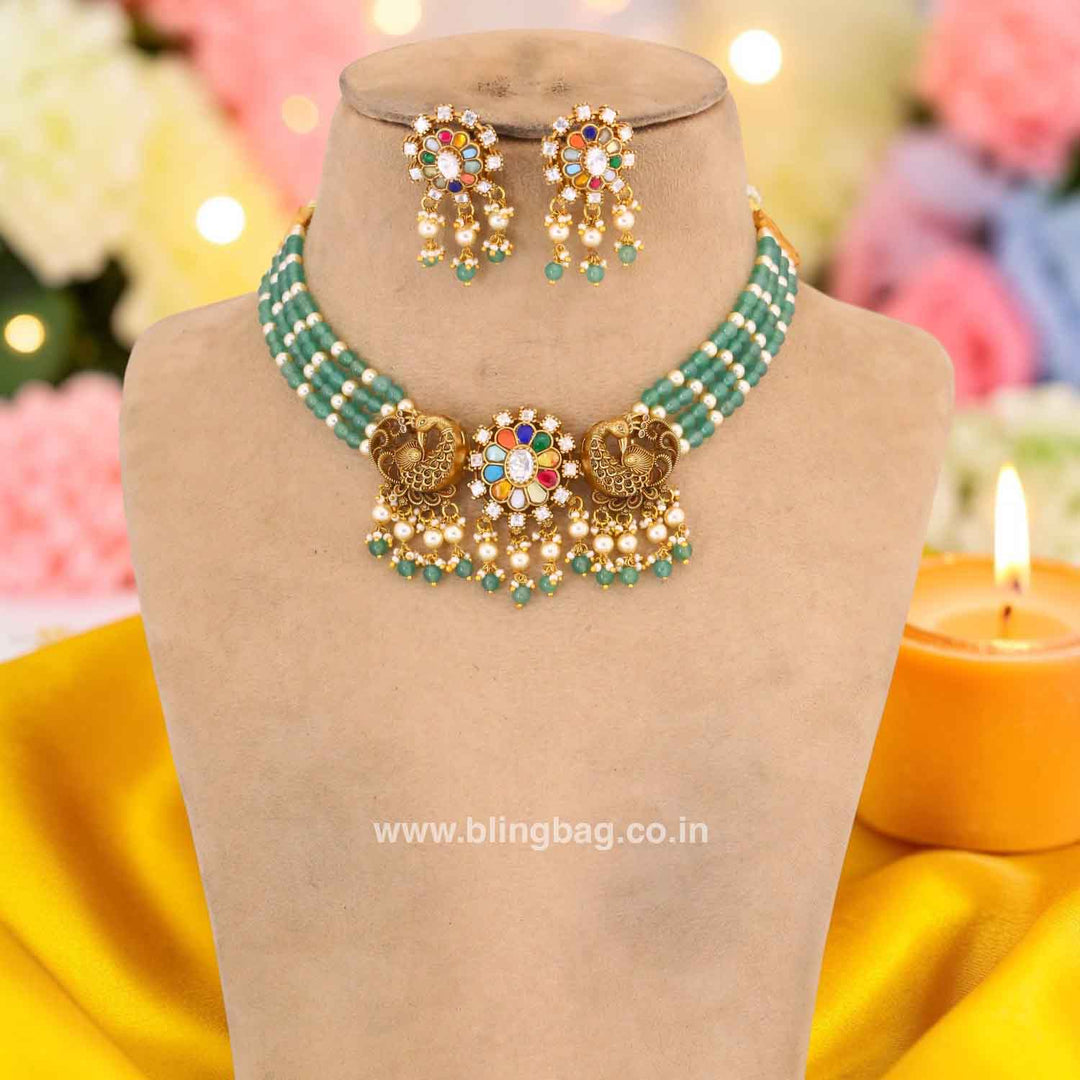 Multicolor Bhaktiini Jadau Jewellery Set - New Arrival