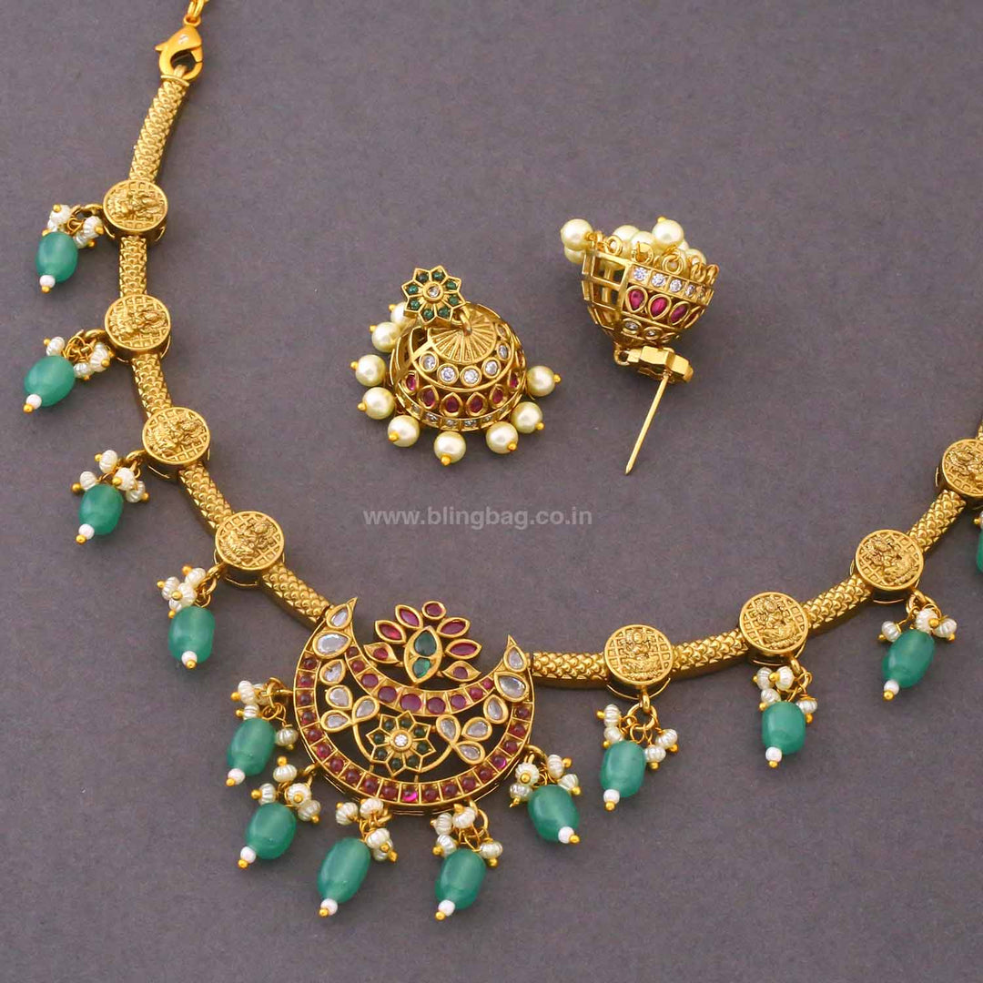 Multicolor Chandikai Temple Jewellery Set - New Arrival
