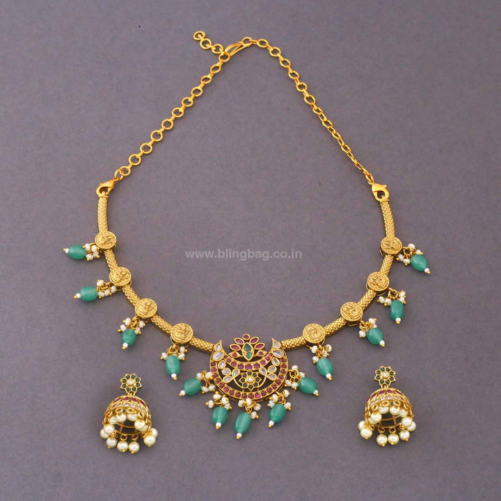 Multicolor Chandikai Temple Jewellery Set - New Arrival