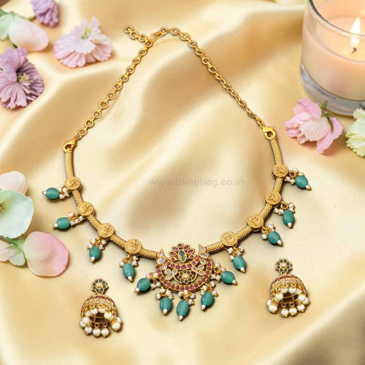 Multicolor Chandikai Temple Jewellery Set - New Arrival