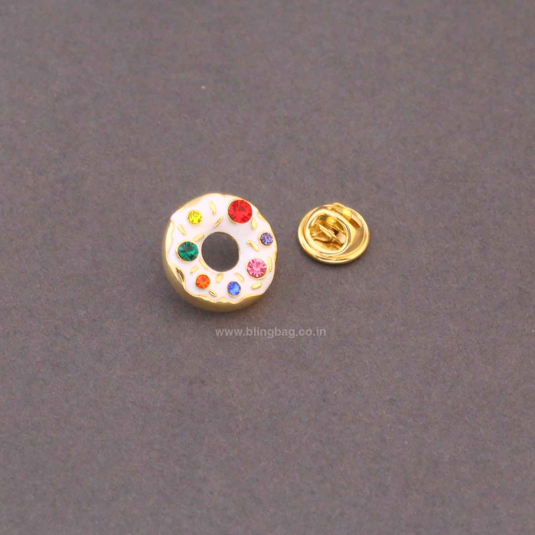 Multicolor Crystal Donut Brooch
