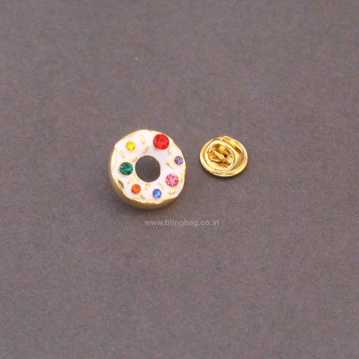 Multicolor Crystal Donut Brooch