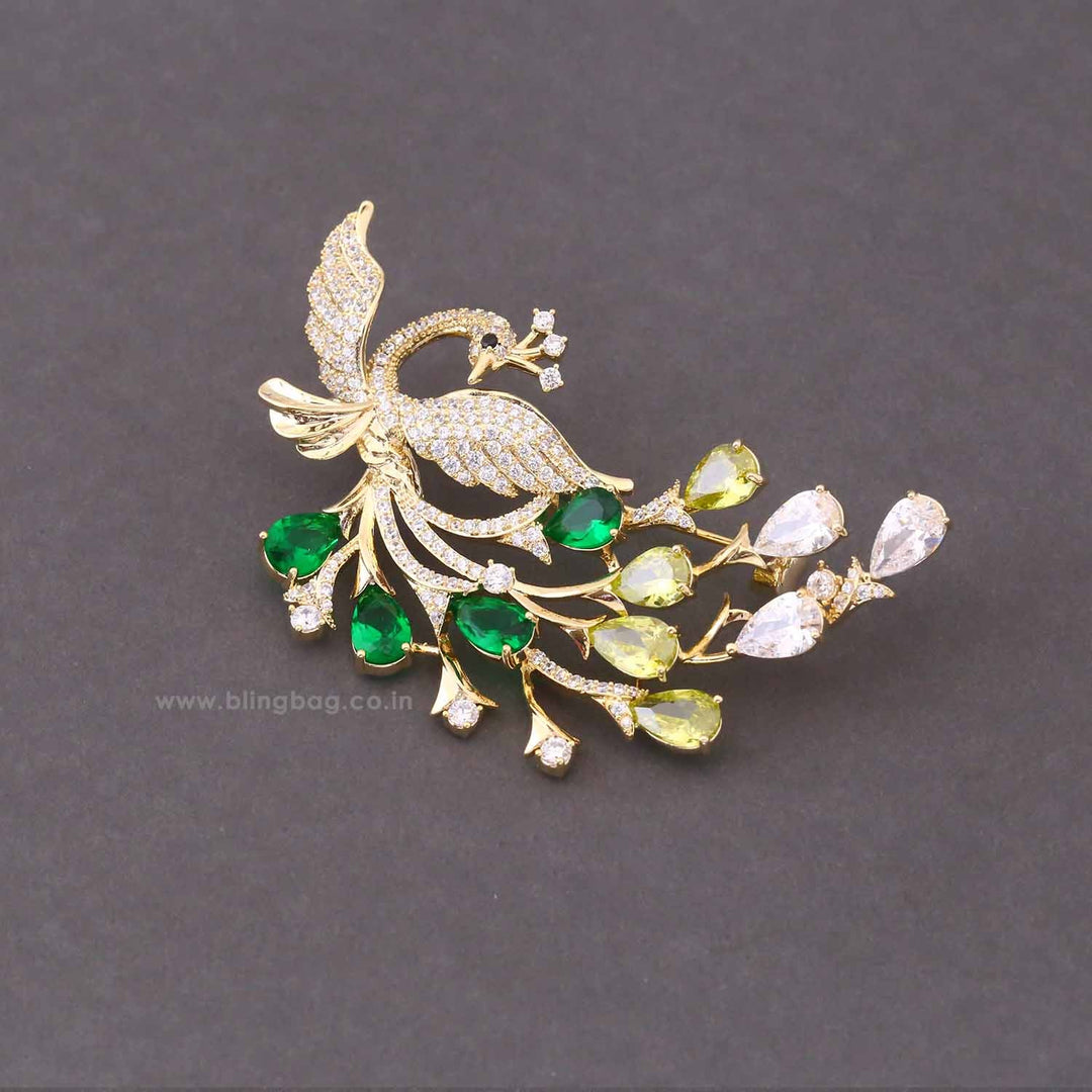 Multicolor Crystal Peacock Brooch