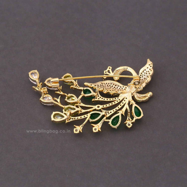 Multicolor Crystal Peacock Brooch