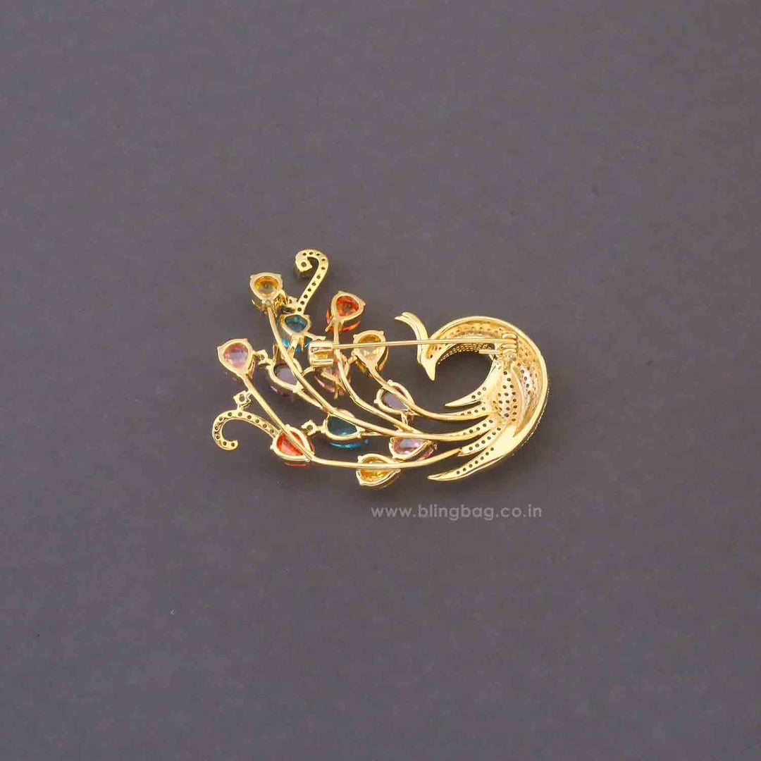 Multicolor Dancing Peacock Brooch