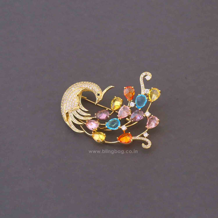 Multicolor Dancing Peacock Brooch