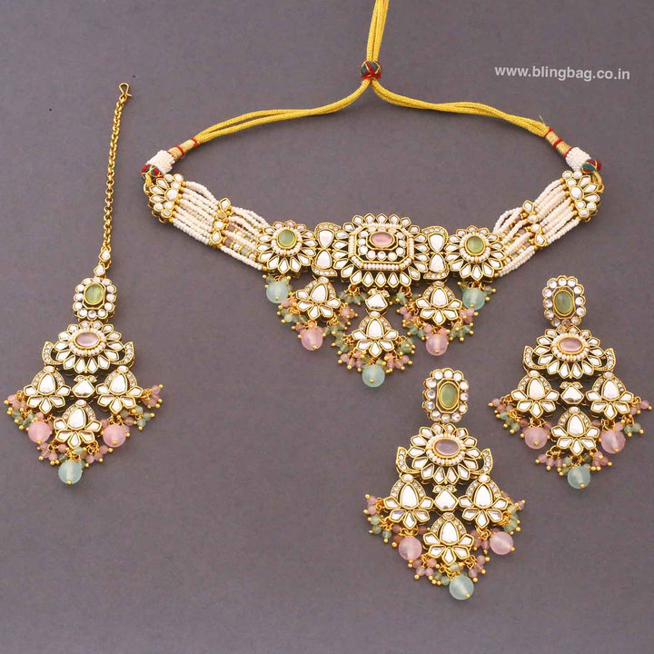 Multicolor Dayanita Kundan Jewellery Set