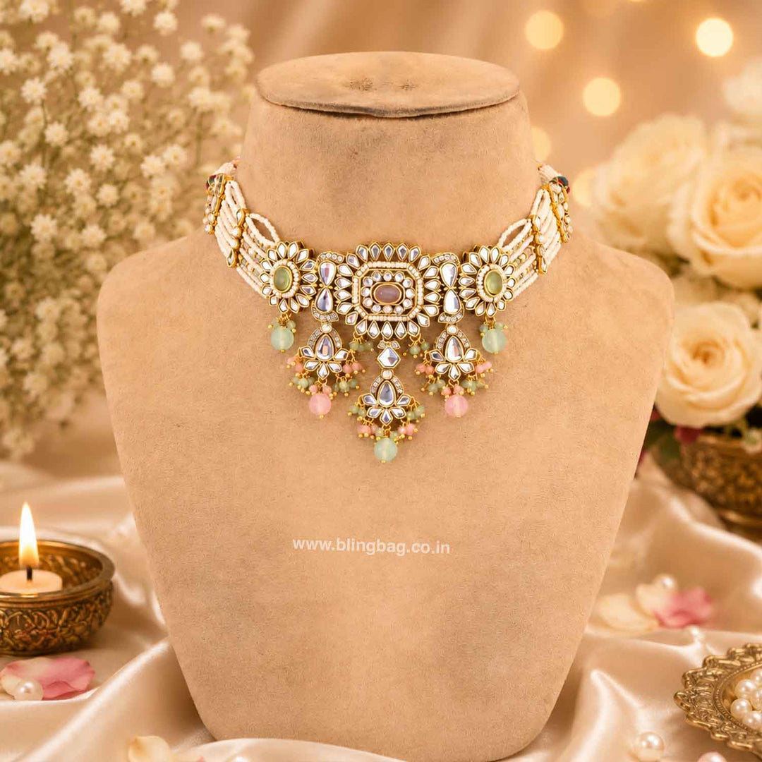 Multicolor Dayanita Kundan Jewellery Set