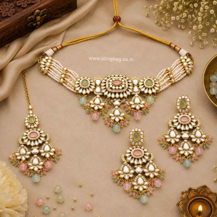 Multicolor Dayanita Kundan Jewellery Set