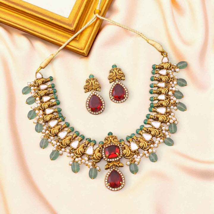 Multicolor Deesha  Antique Jewellery Set - New Arrival
