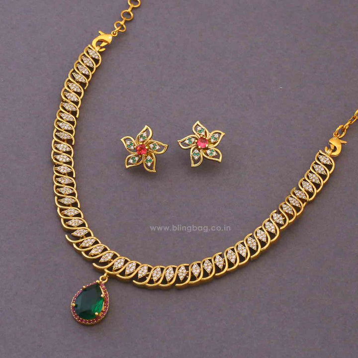 Multicolor Delphara Hasli Victorian Jewellery Set - New Arrival