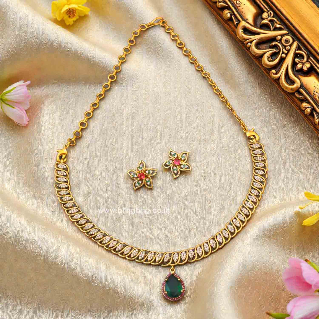Multicolor Delphara Hasli Victorian Jewellery Set - New Arrival