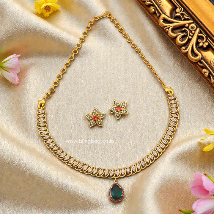 Multicolor Delphara Hasli Victorian Jewellery Set - New Arrival