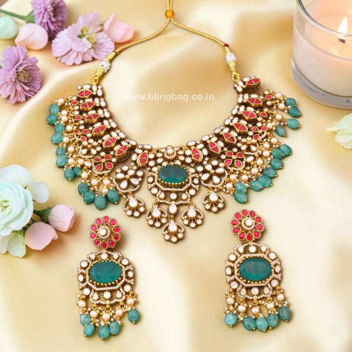 Multicolor Divyaa Victorian Jewellery Set - New Arrival