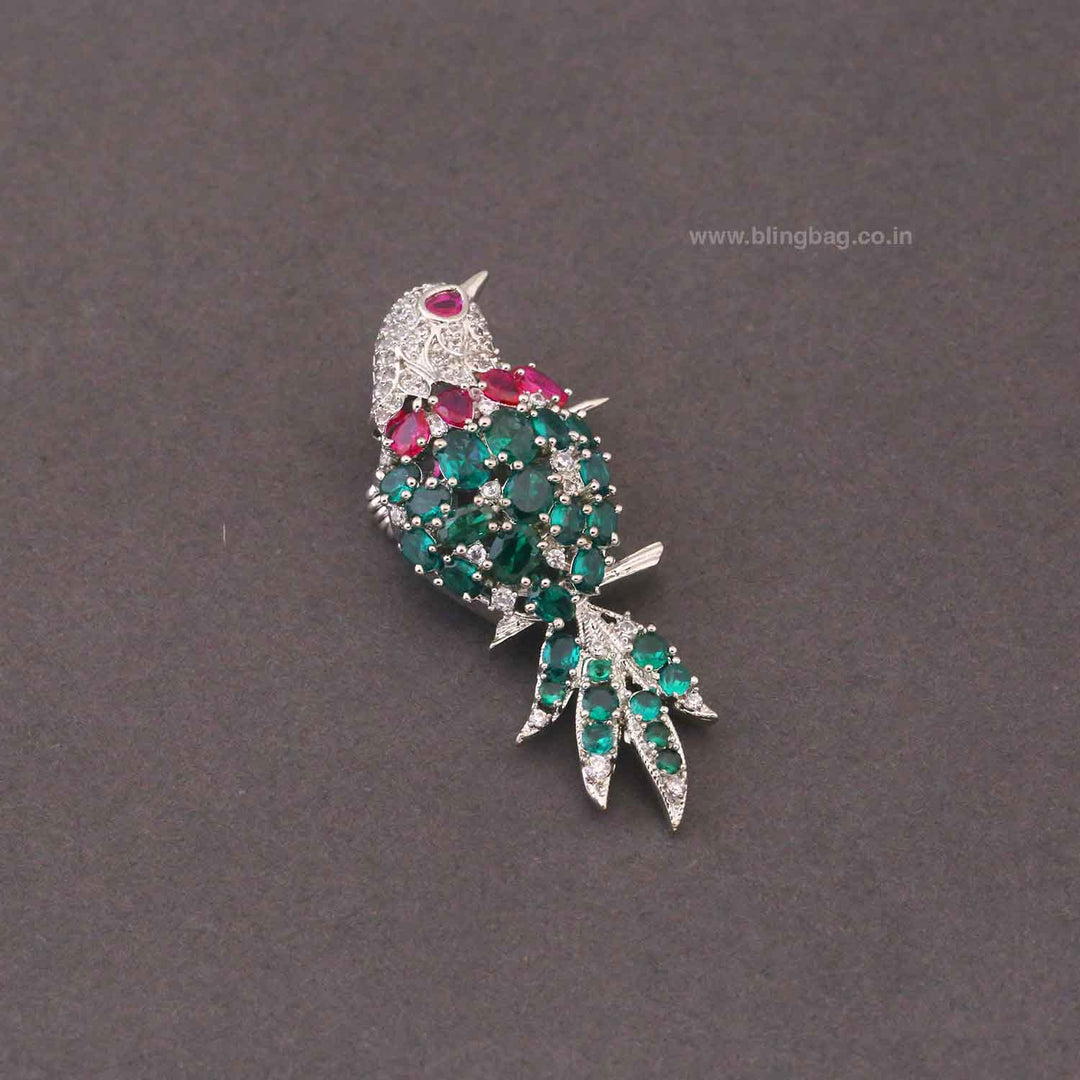 Multicolor Garden Bird Brooch