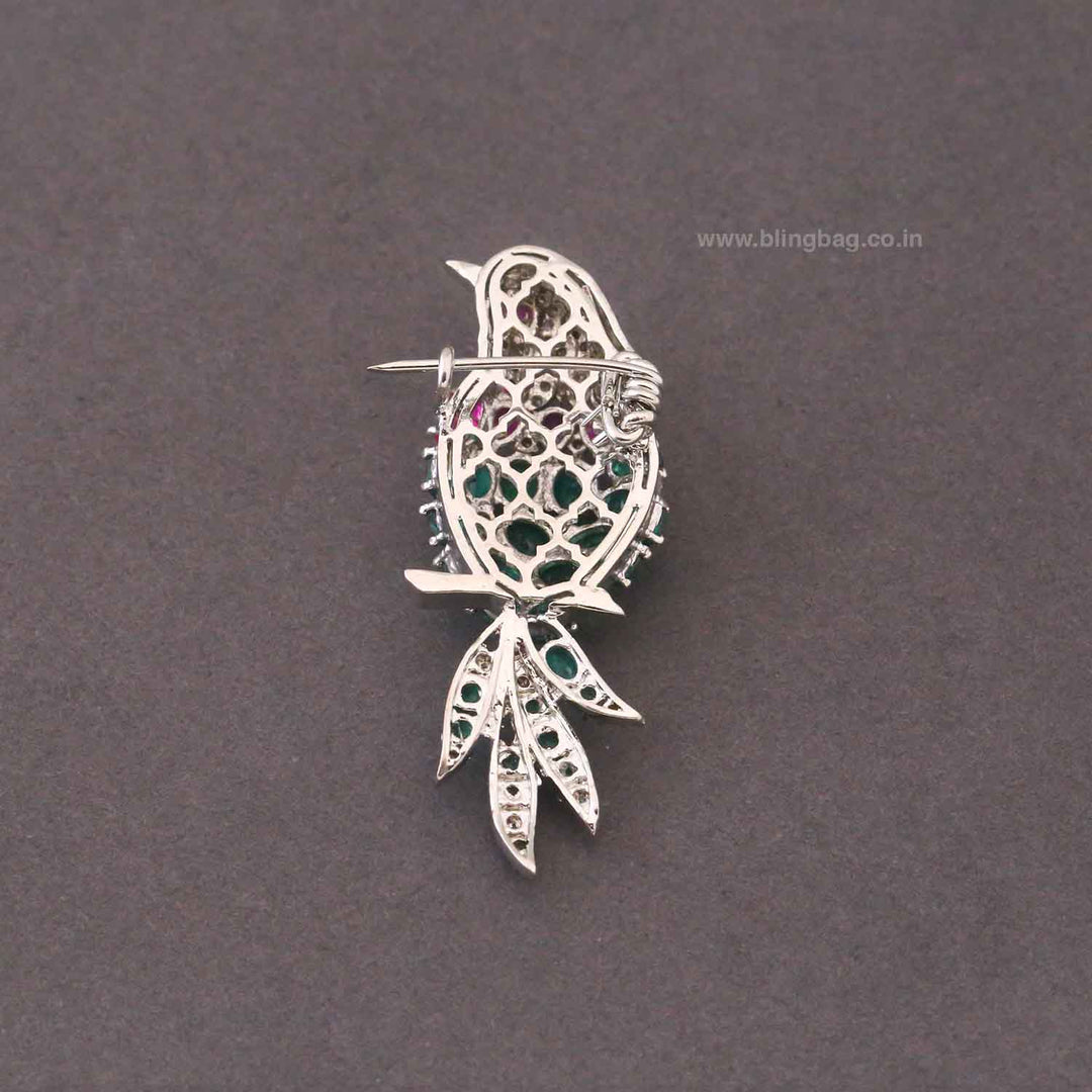 Multicolor Garden Bird Brooch