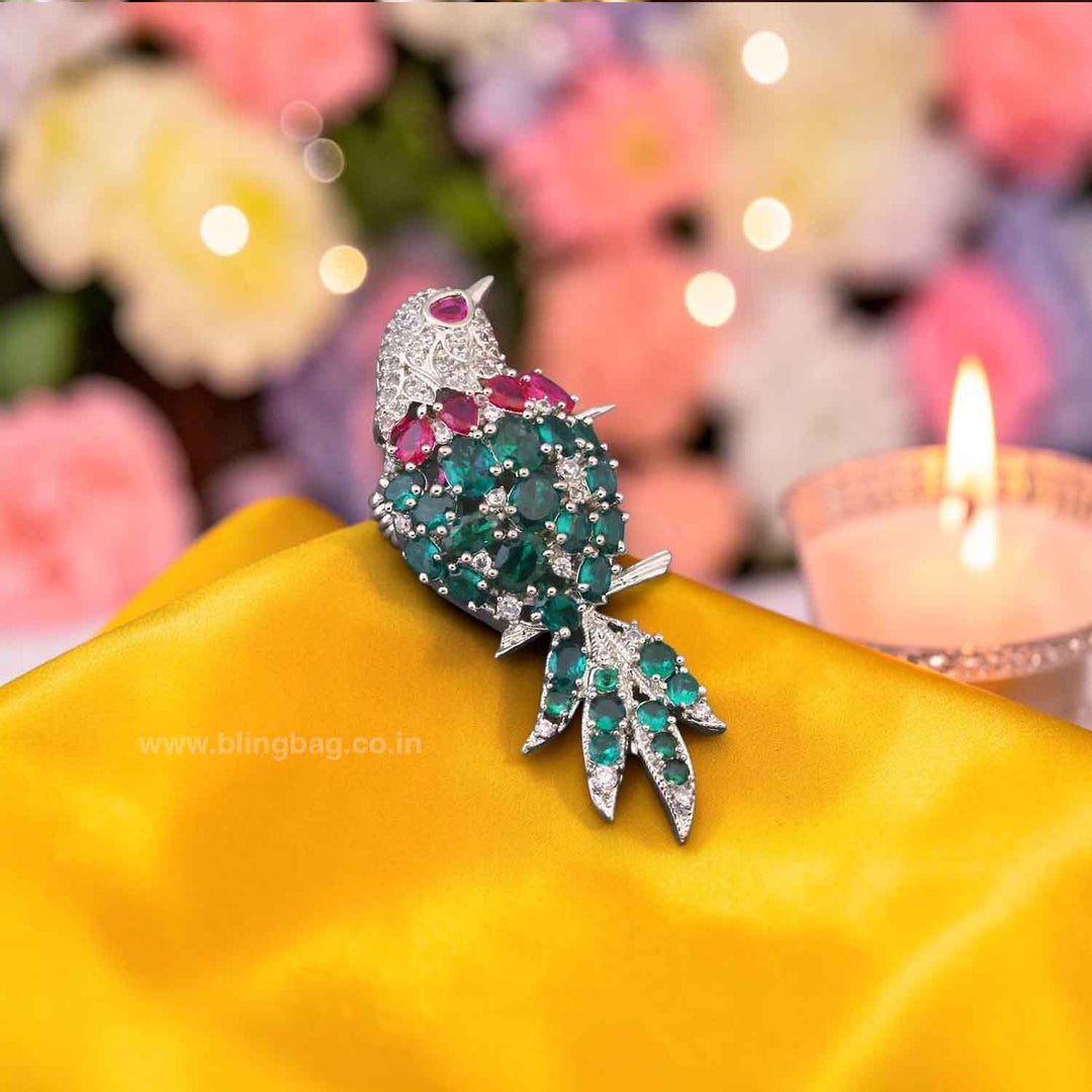 Multicolor Garden Bird Brooch