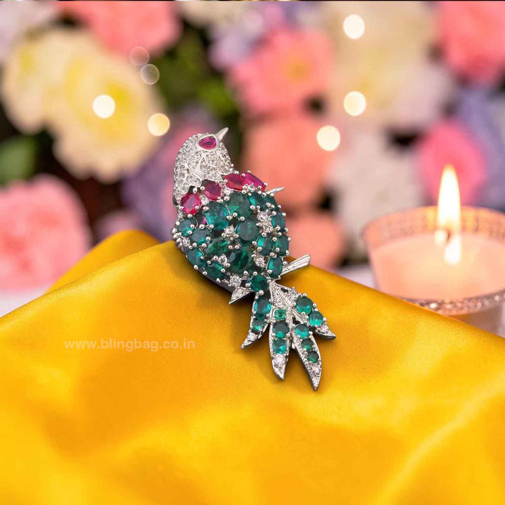 Multicolor Garden Bird Brooch