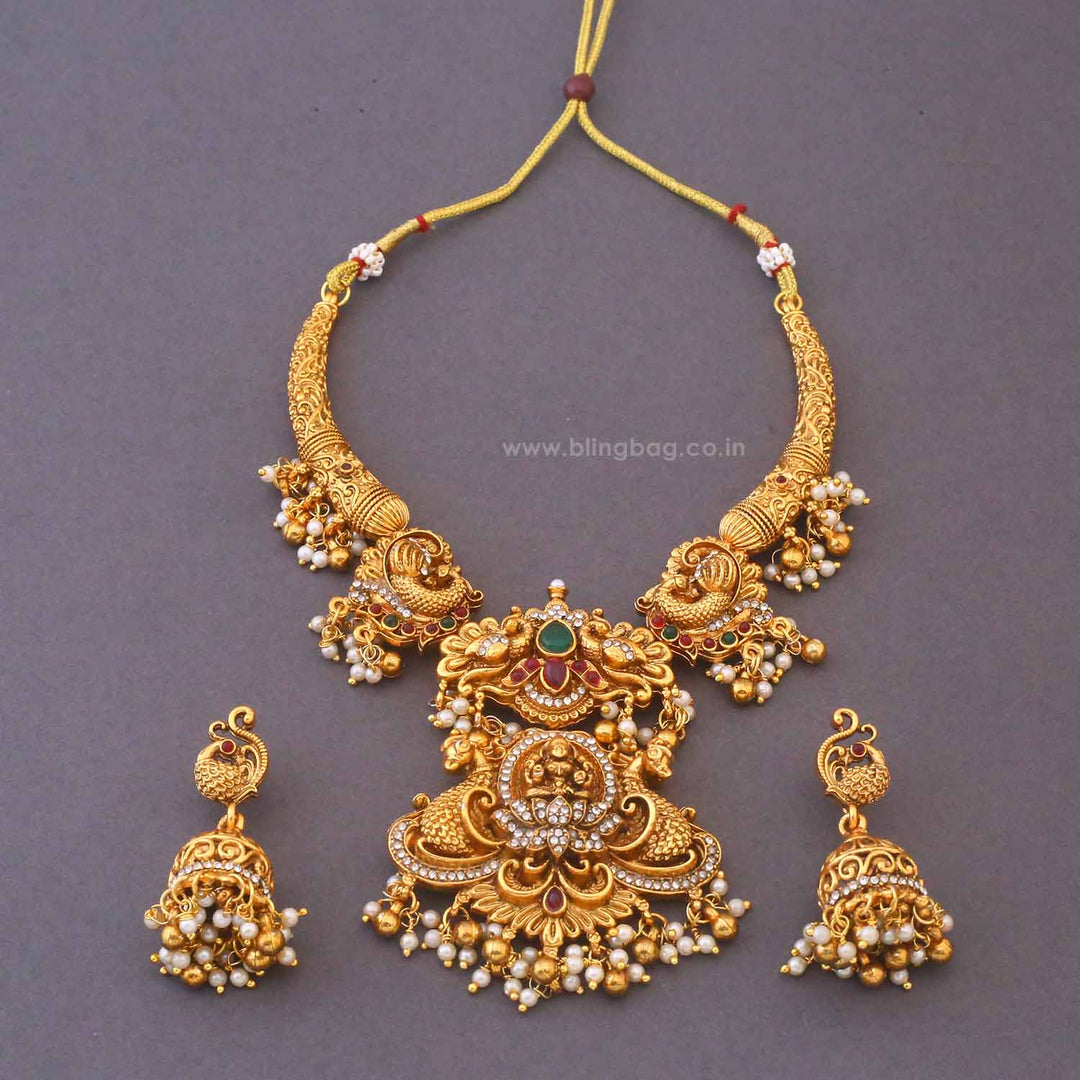 Multicolor Gayatritaa Temple Jewellery Set - New Arrival