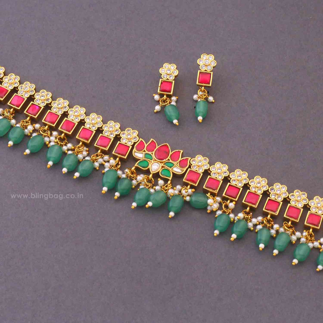 Multicolor Hridya Antique Jewellery Set - New Arrival