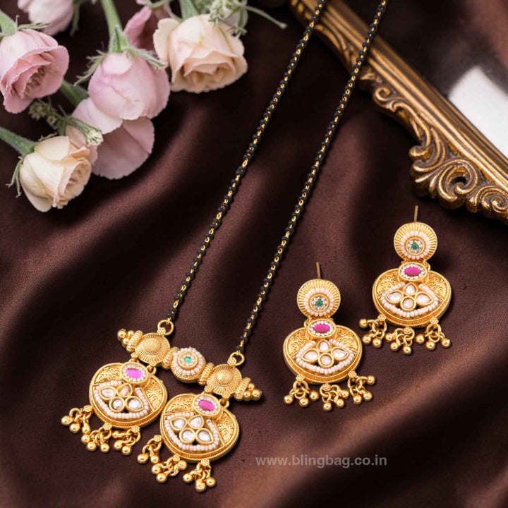 Multicolor Ishikawa Rajwadi Mangalsutra Set