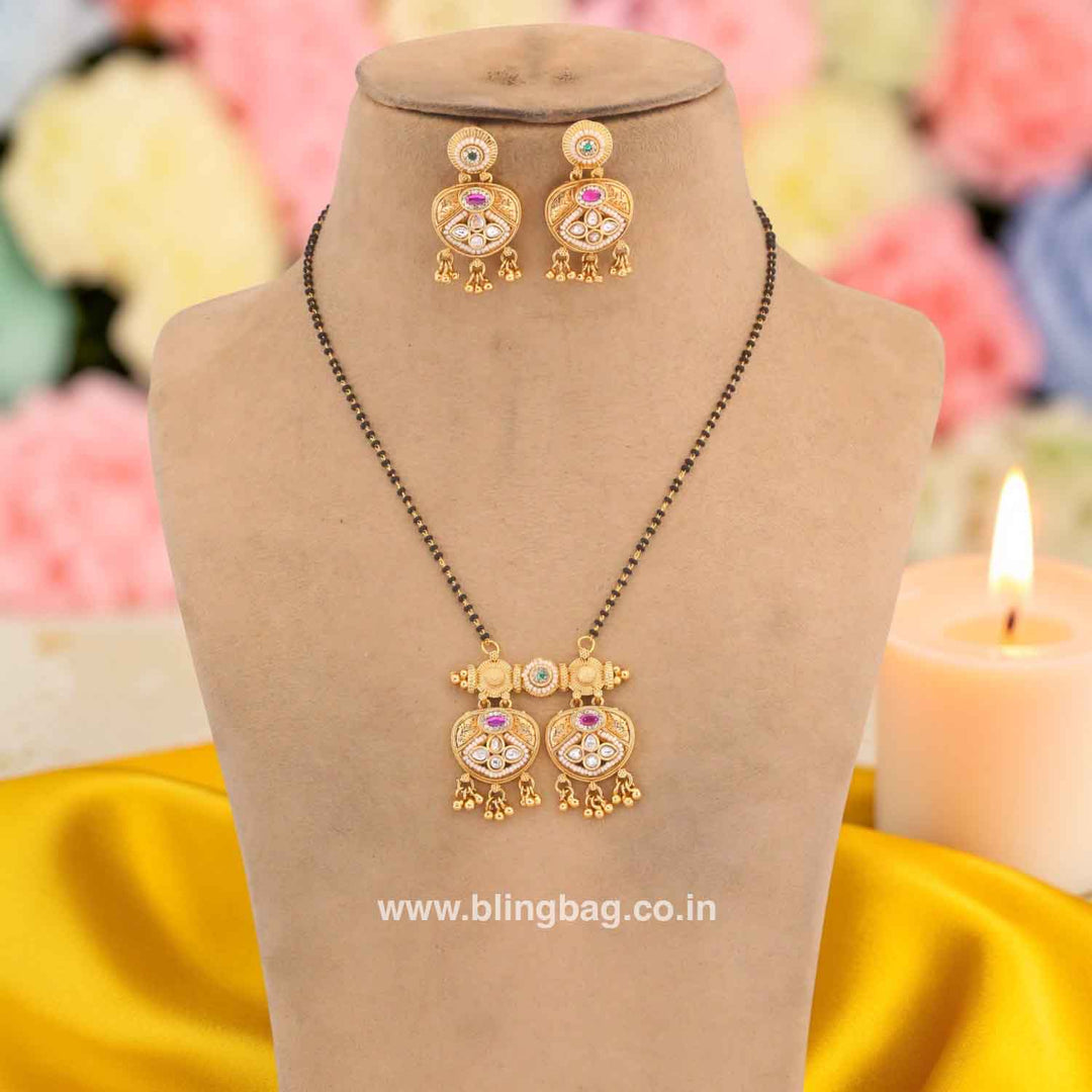 Multicolor Ishikawa Rajwadi Mangalsutra Set